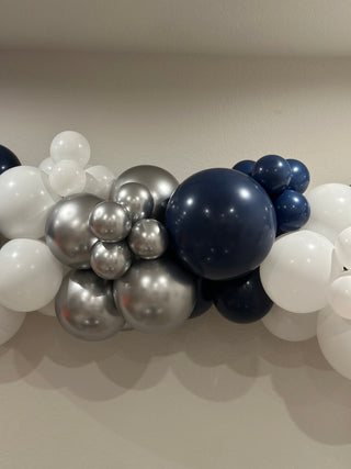 Nautical Frost Balloon Kit by INVYTE | Navy Blue, White, and Silver Balloon Garland Kit