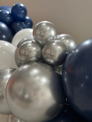 Nautical Frost Balloon Kit by INVYTE | Navy Blue, White, and Silver Balloon Garland Kit