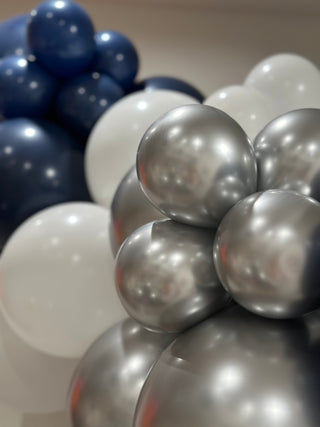Nautical Frost Balloon Kit by INVYTE | Navy Blue, White, and Silver Balloon Garland Kit