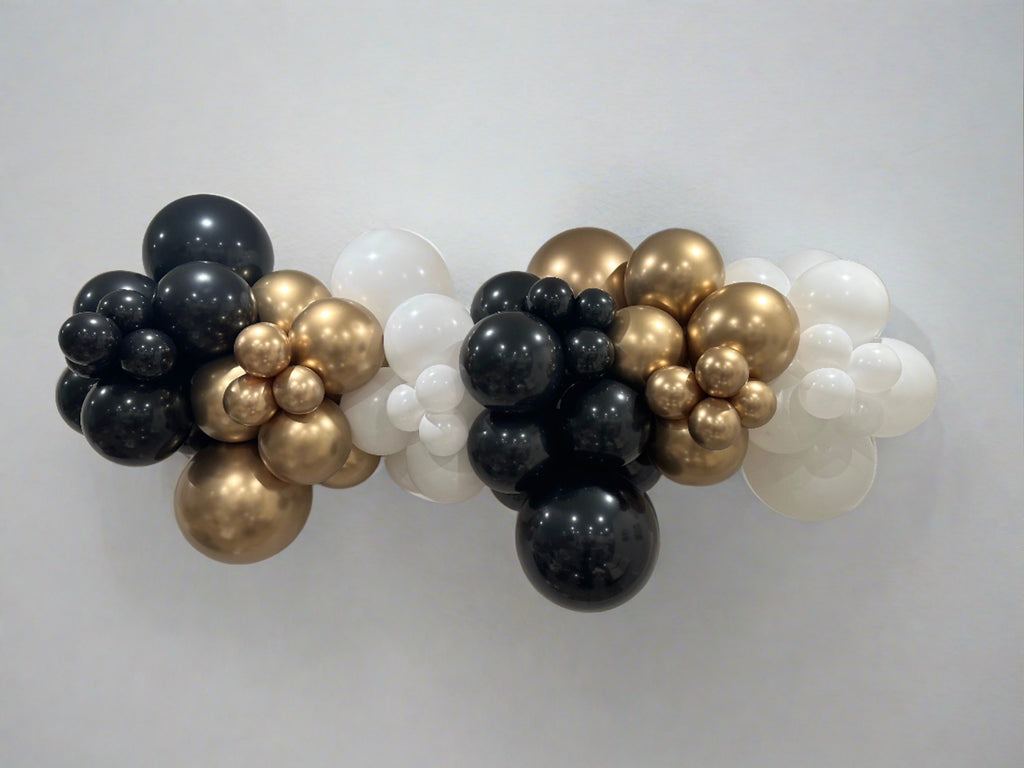 Noir Opulence Balloon Kit by INVYTE | Black, Gold, and White Balloon Garland Kit