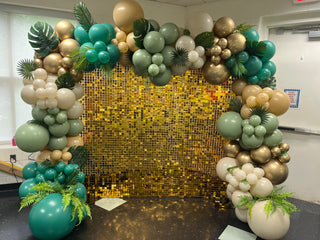 The Jungle Safari Balloon Kit by INVYTE | Brown, Dark Green, Gold, Beige, and Eucalyptus Green Balloon Garland Kit