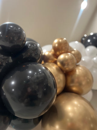 Noir Opulence Balloon Kit by INVYTE | Black, Gold, and White Balloon Garland Kit