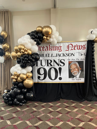 Noir Opulence Balloon Kit by INVYTE | Black, Gold, and White Balloon Garland Kit