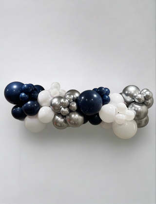 Nautical Frost Balloon Kit by INVYTE | Navy Blue, White, and Silver Balloon Garland Kit