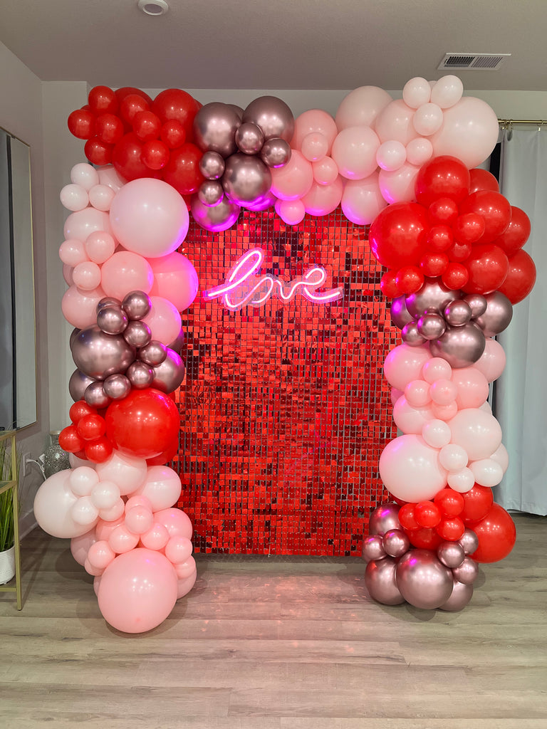 Red Shimmer Wall Backdrop Rental
