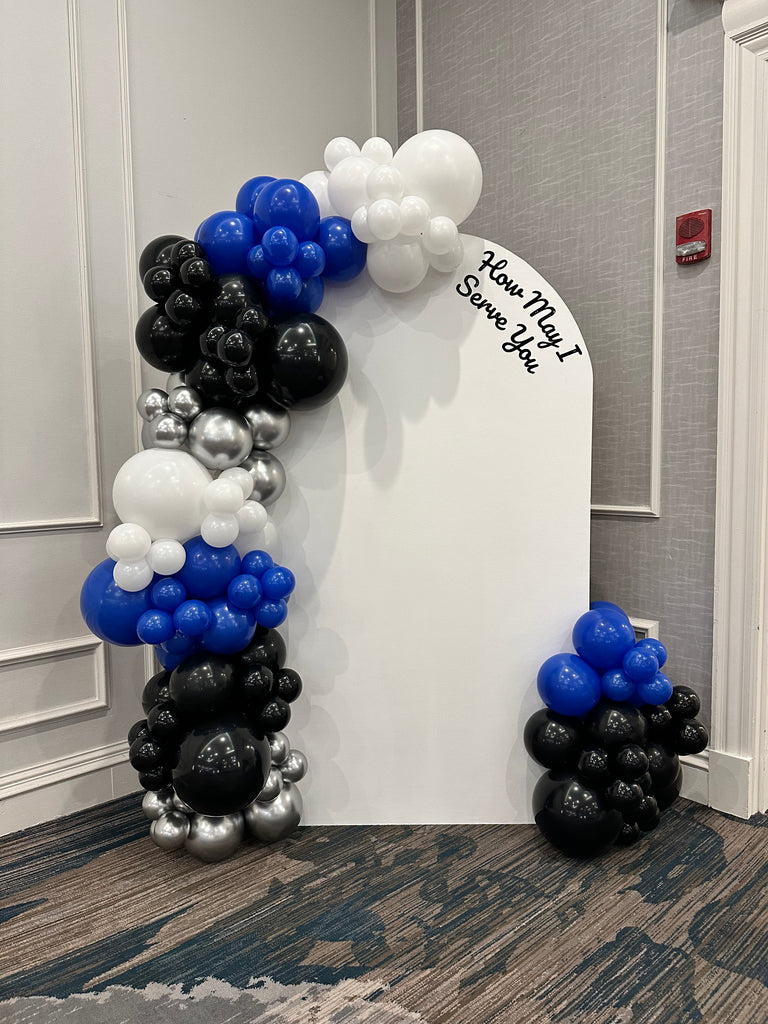 Arch Backdrop Rental with Balloon Garland Installation